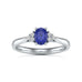 Oval Shape Blue Sapphire Trefoil Diamond Engagement Ring in 18ct Gold and Platinum