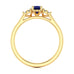 Oval Shape Blue Sapphire Trefoil Diamond Engagement Ring in 18ct Gold and Platinum