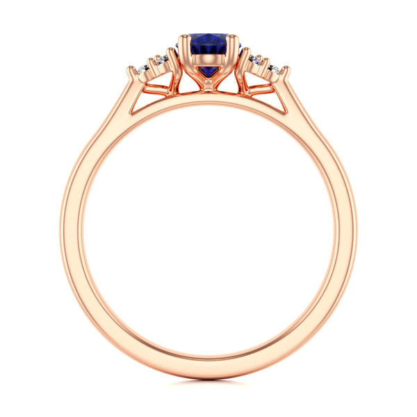 Oval Shape Blue Sapphire Trefoil Diamond Engagement Ring in 18ct Gold and Platinum