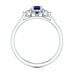 Oval Shape Blue Sapphire Trefoil Diamond Engagement Ring in 18ct Gold and Platinum