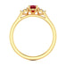 Diamond Trefoil Oval Shape Ruby Engagement Ring in 18ct Gold and Platinum
