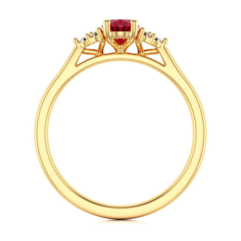 Diamond Trefoil Oval Shape Ruby Engagement Ring in 18ct Gold and Platinum