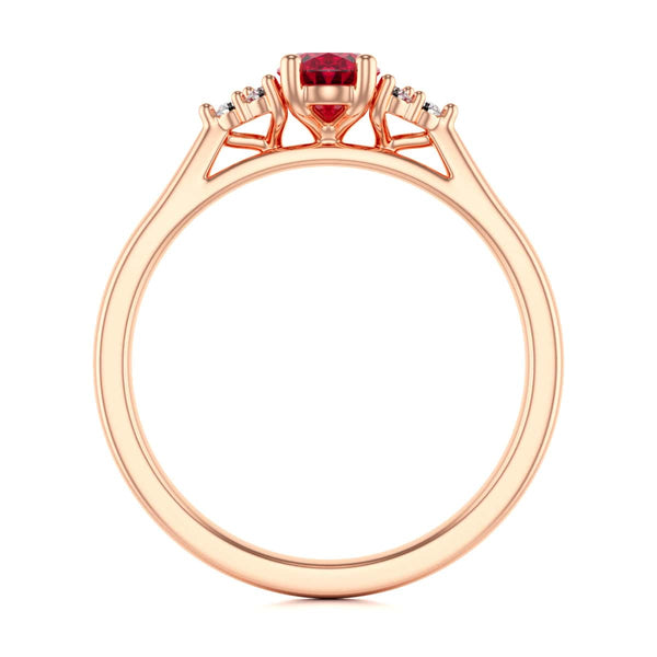 Diamond Trefoil Oval Shape Ruby Engagement Ring in 18ct Gold and Platinum