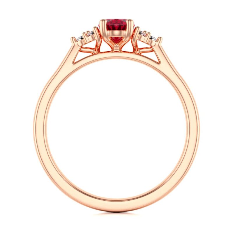 Diamond Trefoil Oval Shape Ruby Engagement Ring in 18ct Gold and Platinum