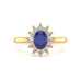 Oval Shape Blue Sapphire Engagement Ring - Diamond Halo Cluster in 18ct Gold and Platinum- Princess Diana Inspired