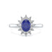 Oval Shape Blue Sapphire Engagement Ring - Diamond Halo Cluster in 18ct Gold and Platinum- Princess Diana Inspired
