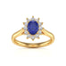 Oval Shape Blue Sapphire Engagement Ring - Diamond Halo Cluster in 18ct Gold and Platinum- Princess Diana Inspired