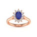Oval Shape Blue Sapphire Engagement Ring - Diamond Halo Cluster in 18ct Gold and Platinum- Princess Diana Inspired