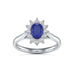 Oval Shape Blue Sapphire Engagement Ring - Diamond Halo Cluster in 18ct Gold and Platinum- Princess Diana Inspired