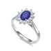 Oval Shape Blue Sapphire Engagement Ring - Diamond Halo Cluster in 18ct Gold and Platinum- Princess Diana Inspired