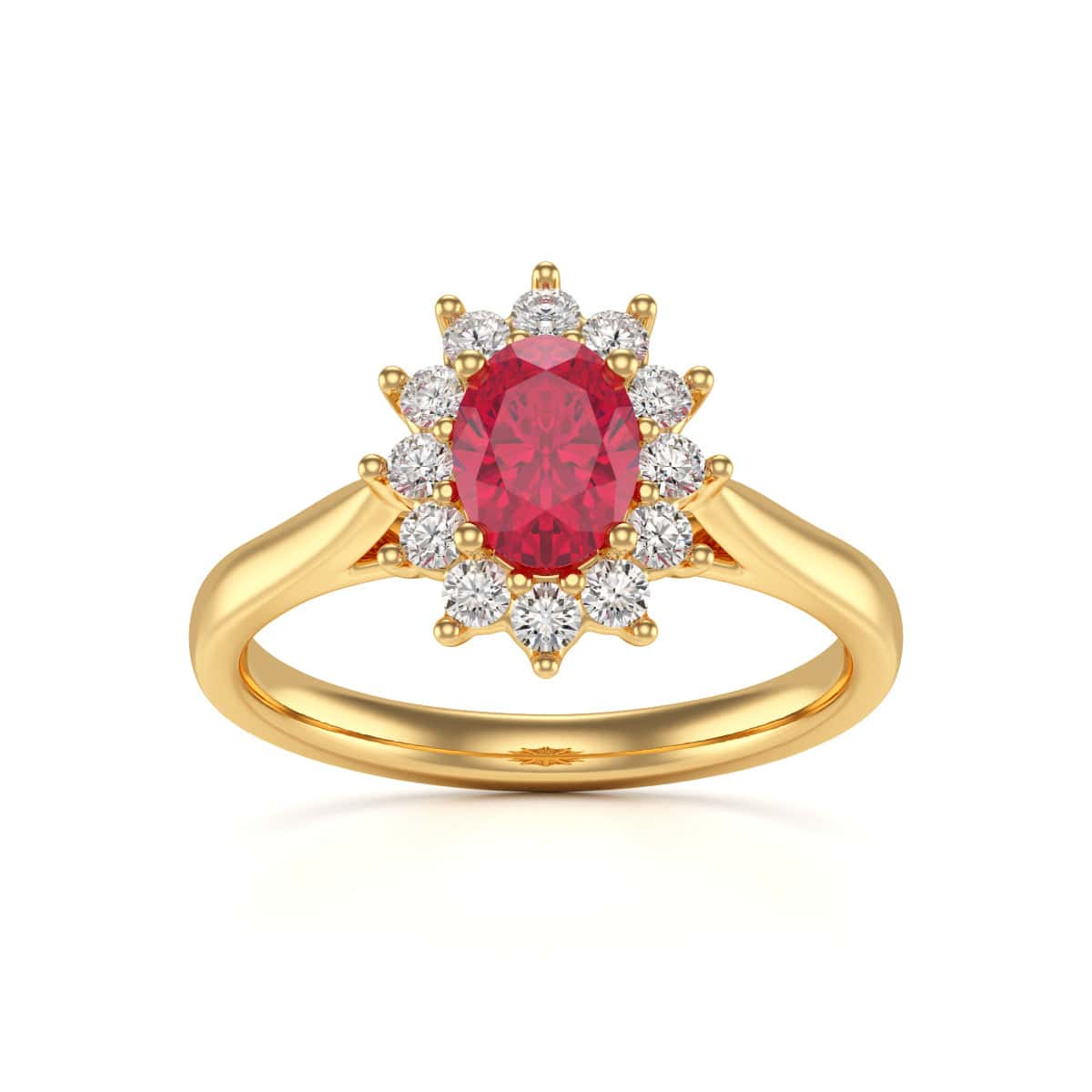 Oval Ruby and Diamond Cluster Ring