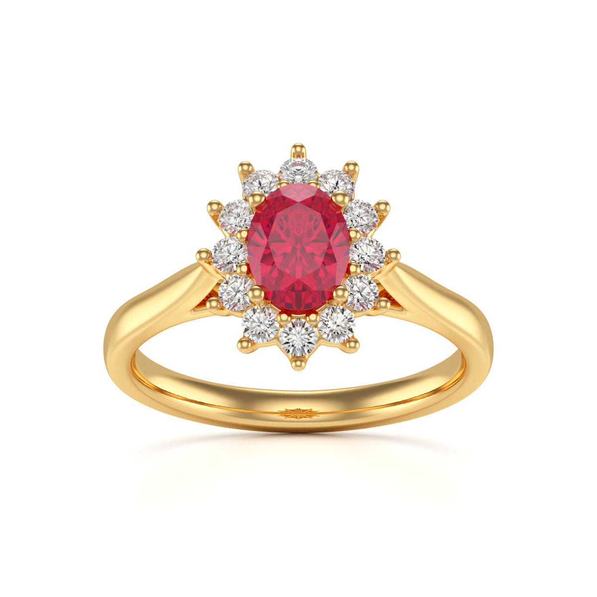 Oval Ruby and Diamond Cluster Ring