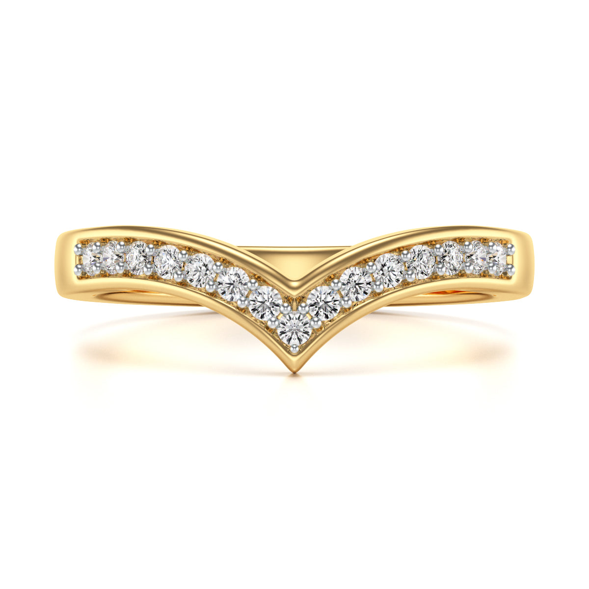 Fifteen Stone Diamond Wishbone Ring