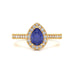 Pear Shape Blue Sapphire Engagement Ring - Diamond Halo in 18ct Gold and Platinum