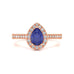 Pear Shape Blue Sapphire Engagement Ring - Diamond Halo in 18ct Gold and Platinum