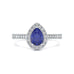 Pear Shape Blue Sapphire Engagement Ring - Diamond Halo in 18ct Gold and Platinum