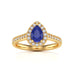 Pear Shape Blue Sapphire Engagement Ring - Diamond Halo in 18ct Gold and Platinum