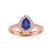 Pear Shape Blue Sapphire Engagement Ring - Diamond Halo in 18ct Gold and Platinum
