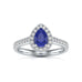 Pear Shape Blue Sapphire Engagement Ring - Diamond Halo in 18ct Gold and Platinum