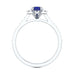 Pear Shape Blue Sapphire Engagement Ring - Diamond Halo in 18ct Gold and Platinum