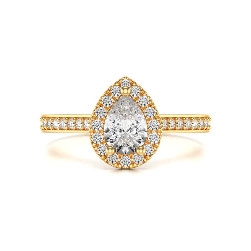 18ct Gold Halo Diamond Engagement Ring - Pear Shaped