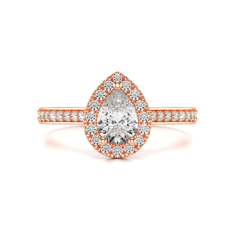 18ct Gold Halo Diamond Engagement Ring - Pear Shaped