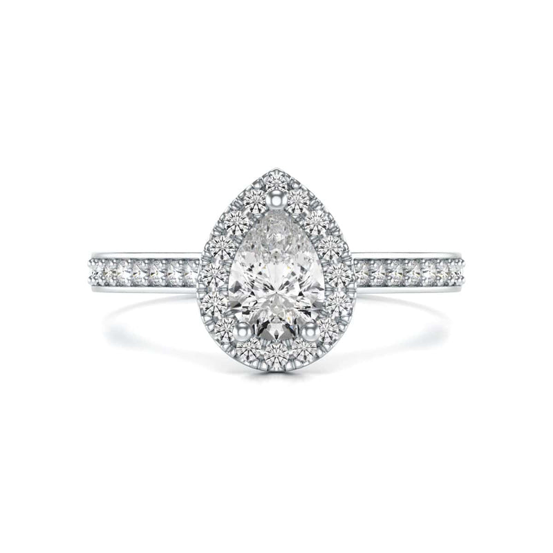 18ct Gold Halo Diamond Engagement Ring - Pear Shaped