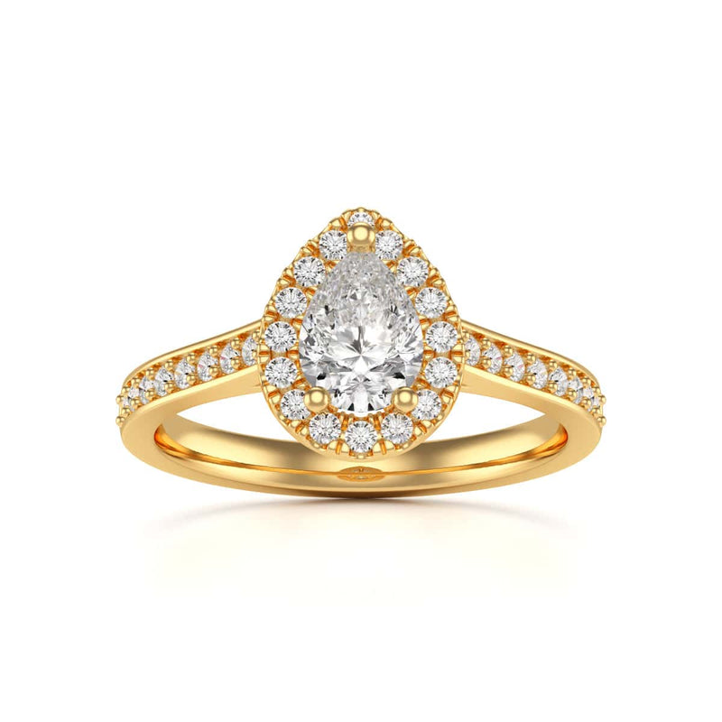 18ct Gold Halo Diamond Engagement Ring - Pear Shaped