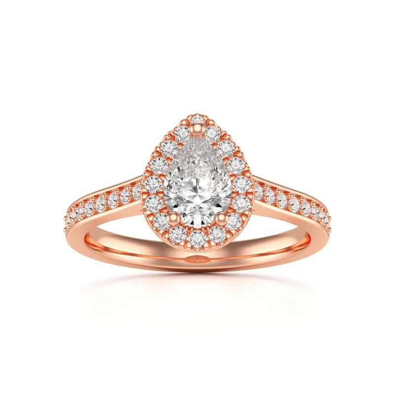 18ct Gold Halo Diamond Engagement Ring - Pear Shaped