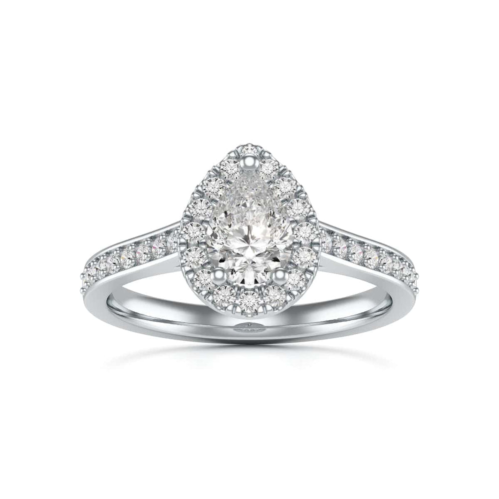 18ct Gold Halo Diamond Engagement Ring - Pear Shaped