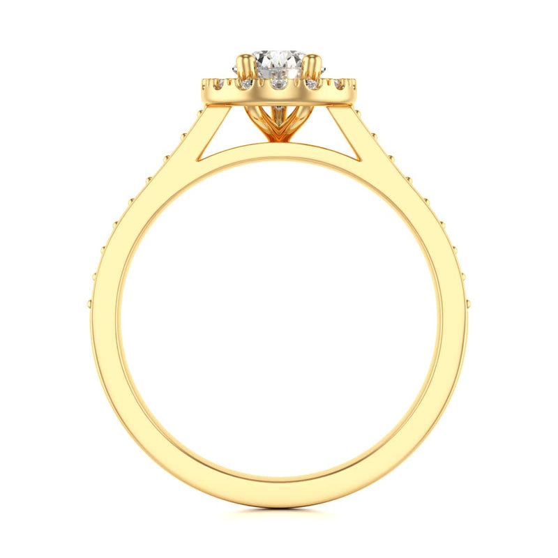 18ct Gold Halo Diamond Engagement Ring - Pear Shaped