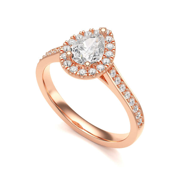 18ct Gold Halo Diamond Engagement Ring - Pear Shaped