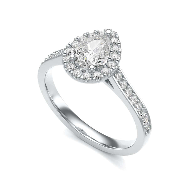18ct Gold Halo Diamond Engagement Ring - Pear Shaped