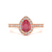 Pear Shape Ruby Engagement Ring - Diamond Halo in 18ct Gold and Platinum