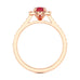 Pear Shape Ruby Engagement Ring - Diamond Halo in 18ct Gold and Platinum