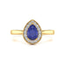 Diamond Halo Pear Shape Blue Sapphire Engagement Ring in 18ct Gold and Platinum