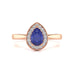 Diamond Halo Pear Shape Blue Sapphire Engagement Ring in 18ct Gold and Platinum