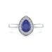 Diamond Halo Pear Shape Blue Sapphire Engagement Ring in 18ct Gold and Platinum