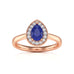 Diamond Halo Pear Shape Blue Sapphire Engagement Ring in 18ct Gold and Platinum