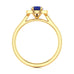 Diamond Halo Pear Shape Blue Sapphire Engagement Ring in 18ct Gold and Platinum