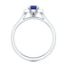 Diamond Halo Pear Shape Blue Sapphire Engagement Ring in 18ct Gold and Platinum