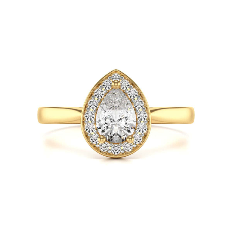 18ct Gold Halo Diamond Engagement Ring - Pear Shaped