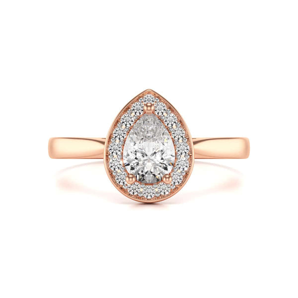 18ct Gold Halo Diamond Engagement Ring - Pear Shaped