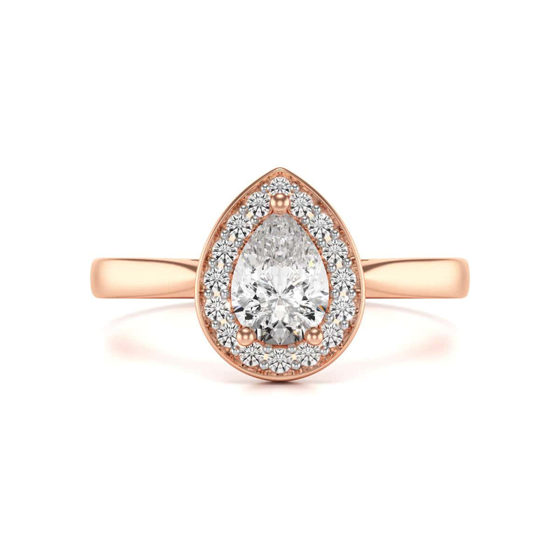 18ct Gold Halo Diamond Engagement Ring - Pear Shaped