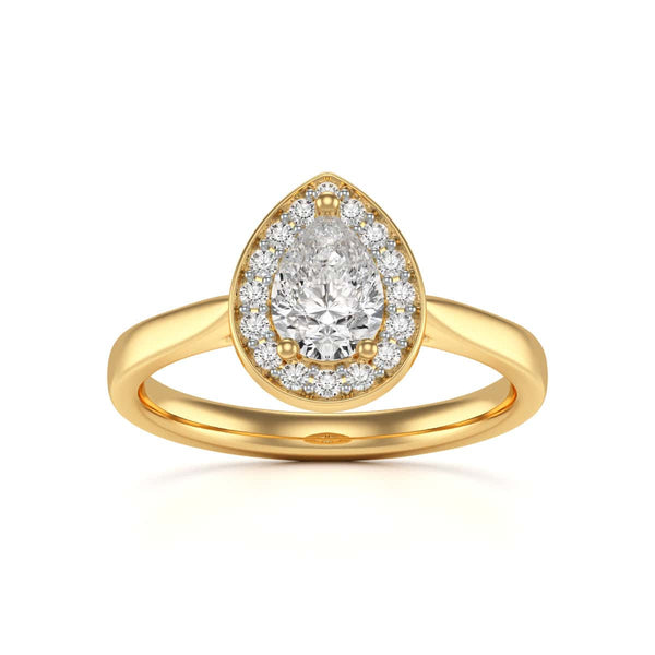 18ct Gold Halo Diamond Engagement Ring - Pear Shaped