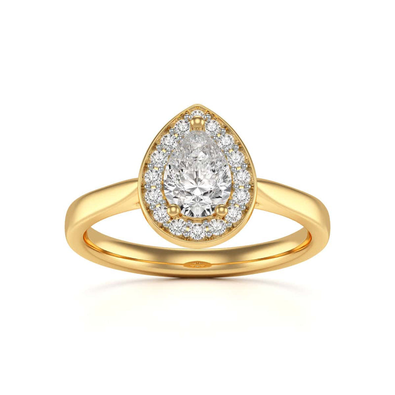 18ct Gold Halo Diamond Engagement Ring - Pear Shaped