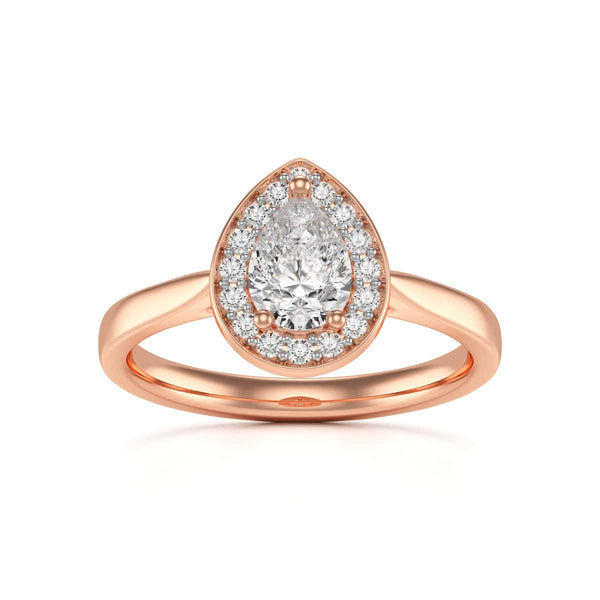 18ct Gold Halo Diamond Engagement Ring - Pear Shaped