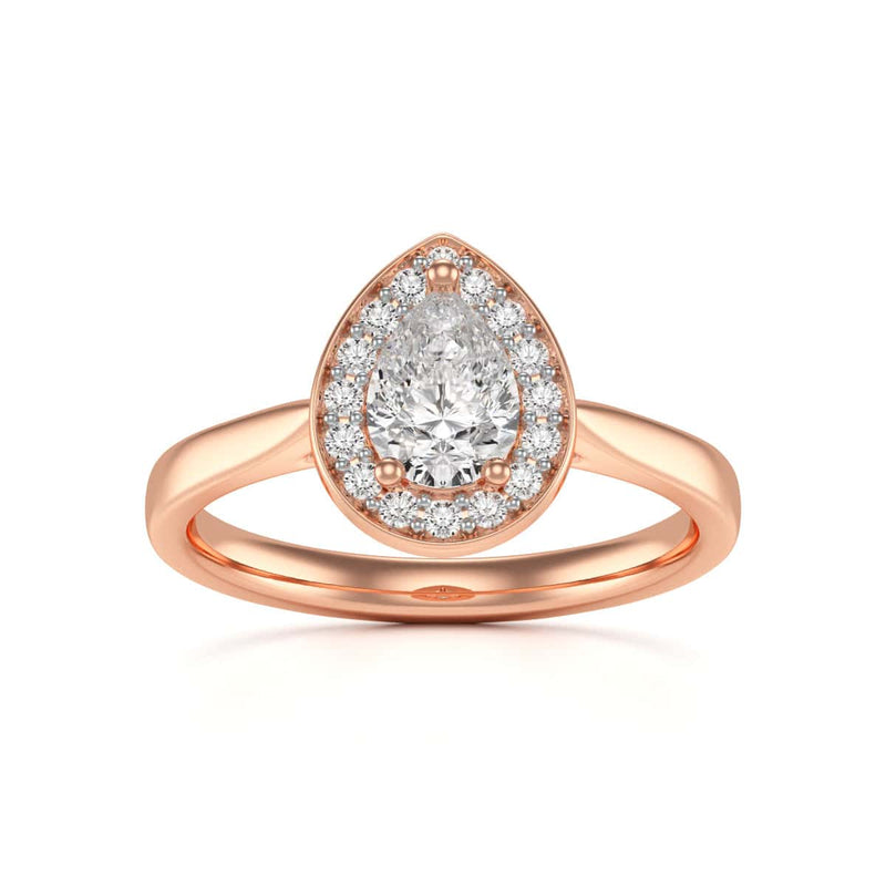 18ct Gold Halo Diamond Engagement Ring - Pear Shaped