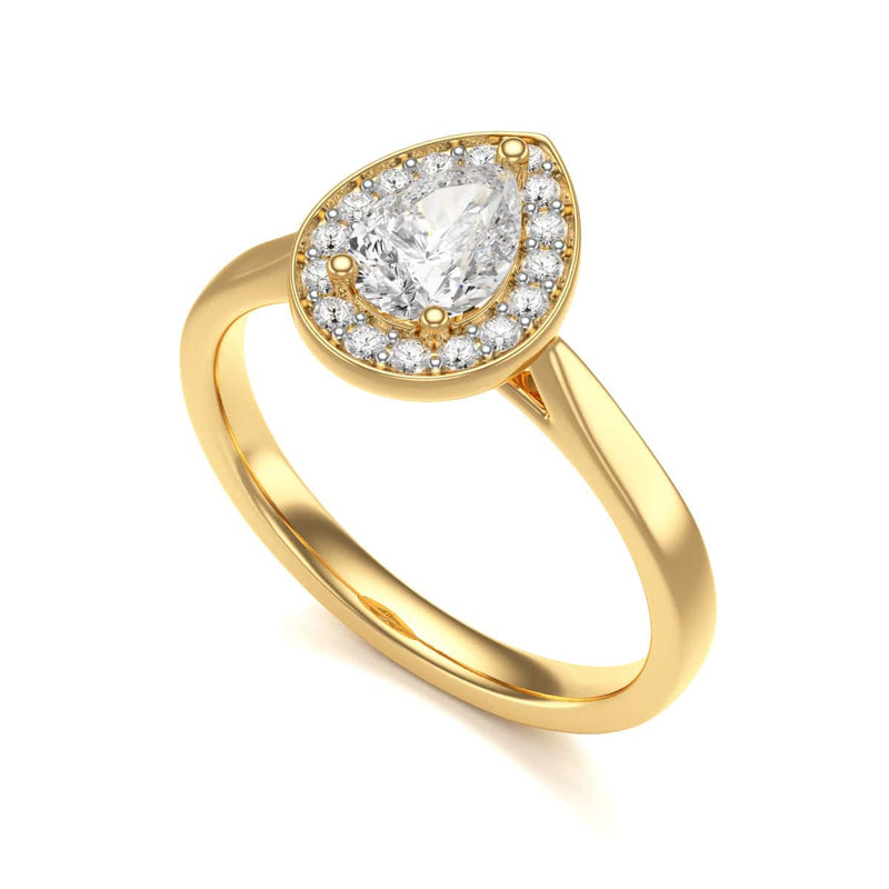 18ct Gold Halo Diamond Engagement Ring - Pear Shaped