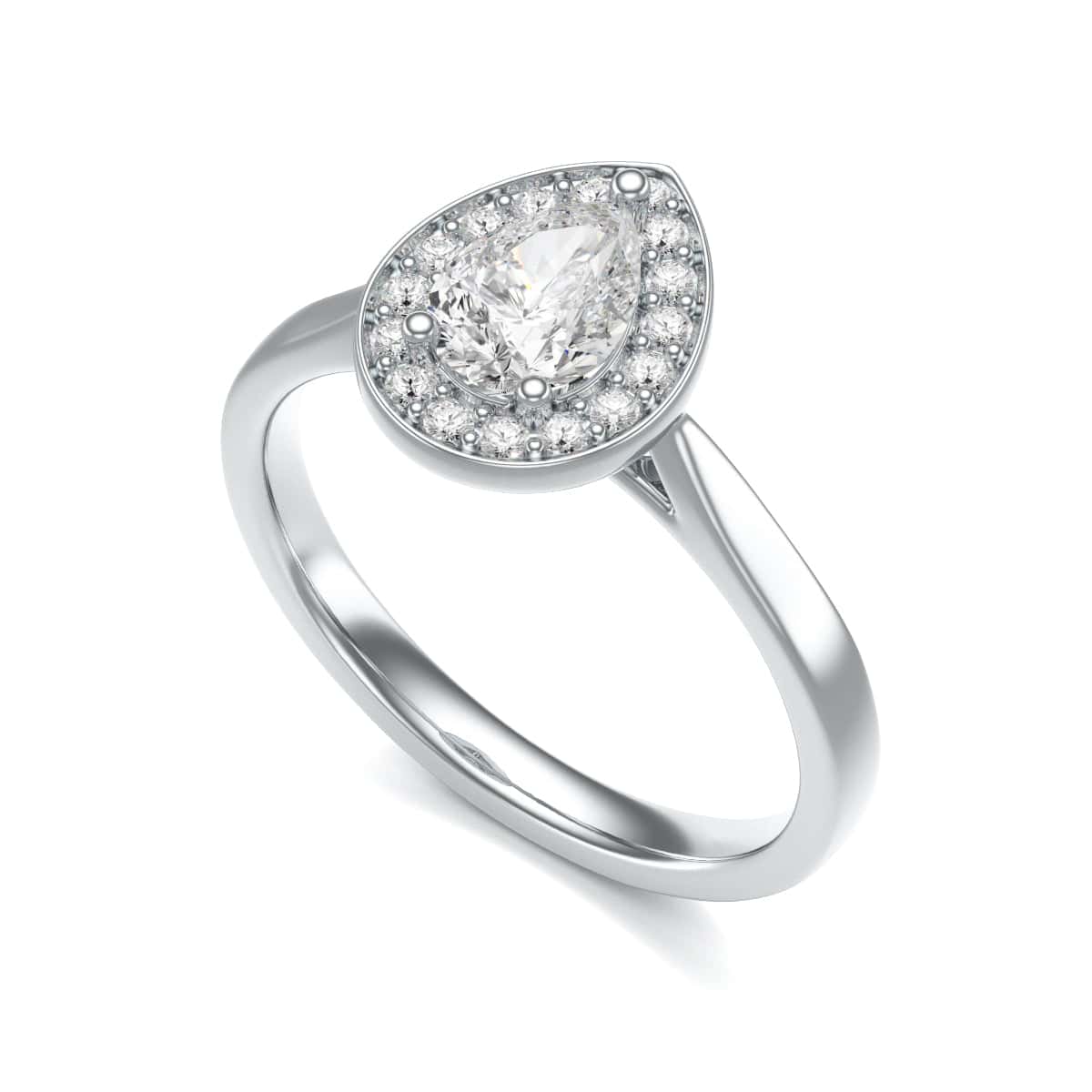 18ct Gold Princess Cut Halo Diamond Engagement Ring - Pear-Shaped